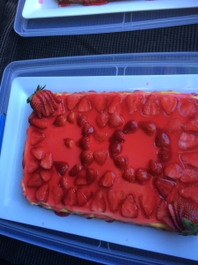 topping of strawberries & glaze